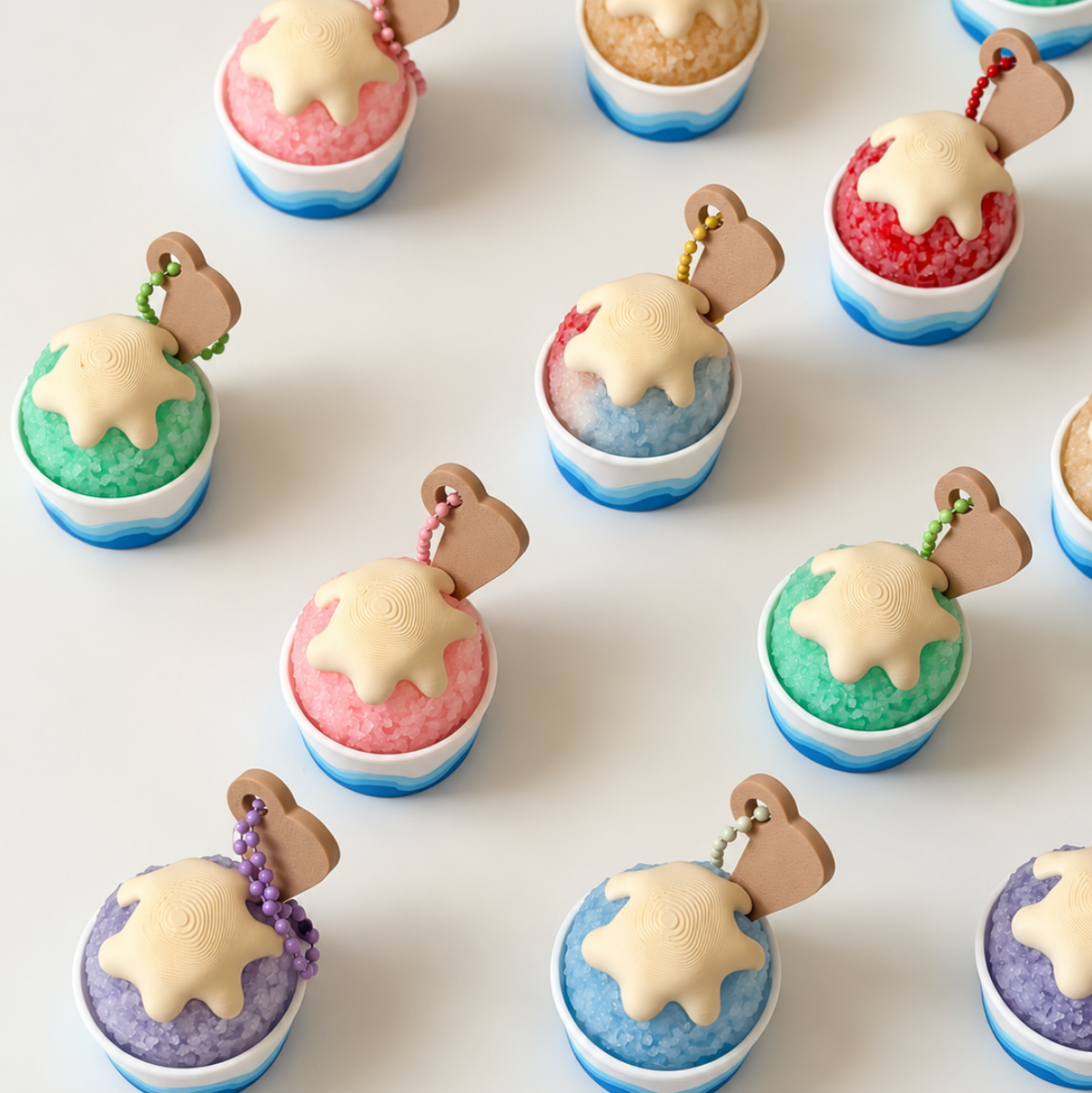 Condensed Milk Shave Ice Clickers with Keychain