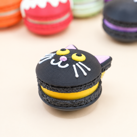 Midnight Meow Halloween Macaron Clicker & Keychain