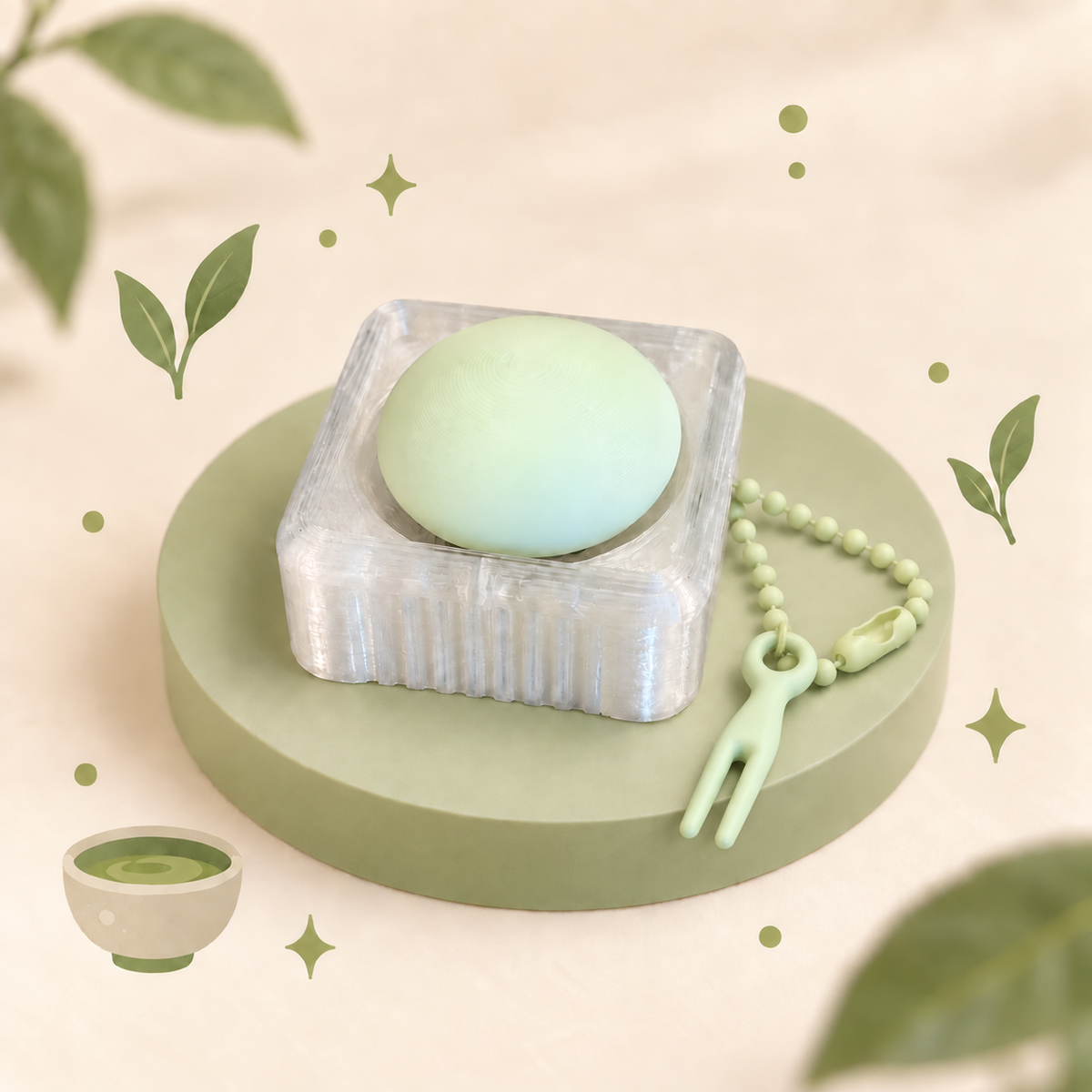 Green Tea Mochi Clicker & Keychain
