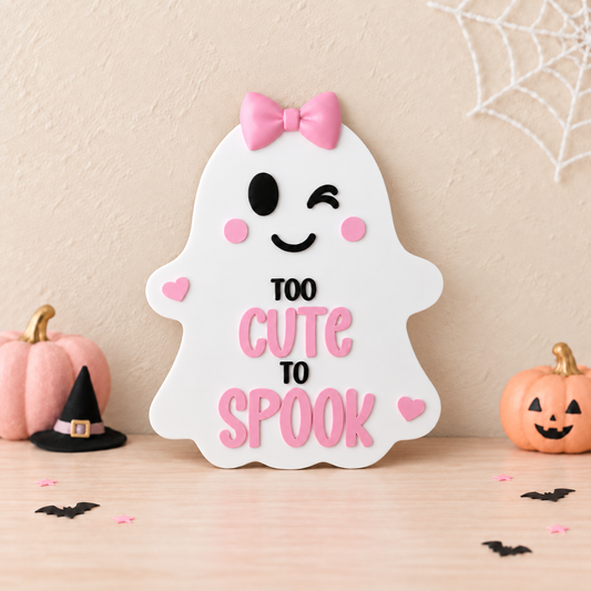 'Too Cute To Spook' Ghost Halloween Decor