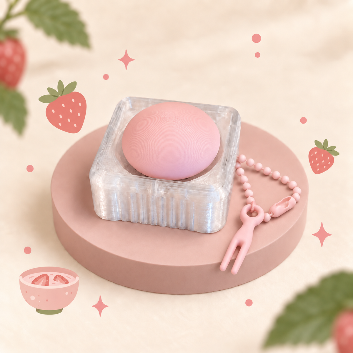 Strawberry Mochi Clicker & Keychain