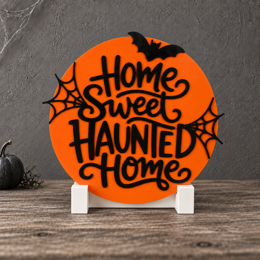 'Home Sweet Haunted Home' Plaque Decor with Display Stand