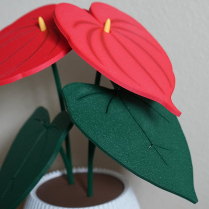 Anthurium Coaster Set with Storage Pot