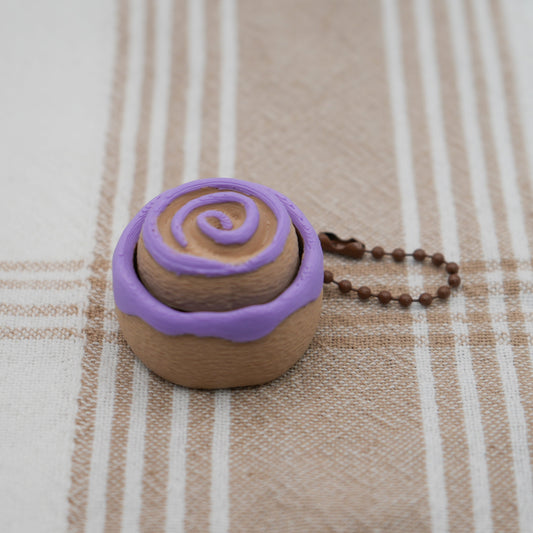Ube Cinnamon Roll Keychain