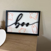 Boo with engraved ghosts sign